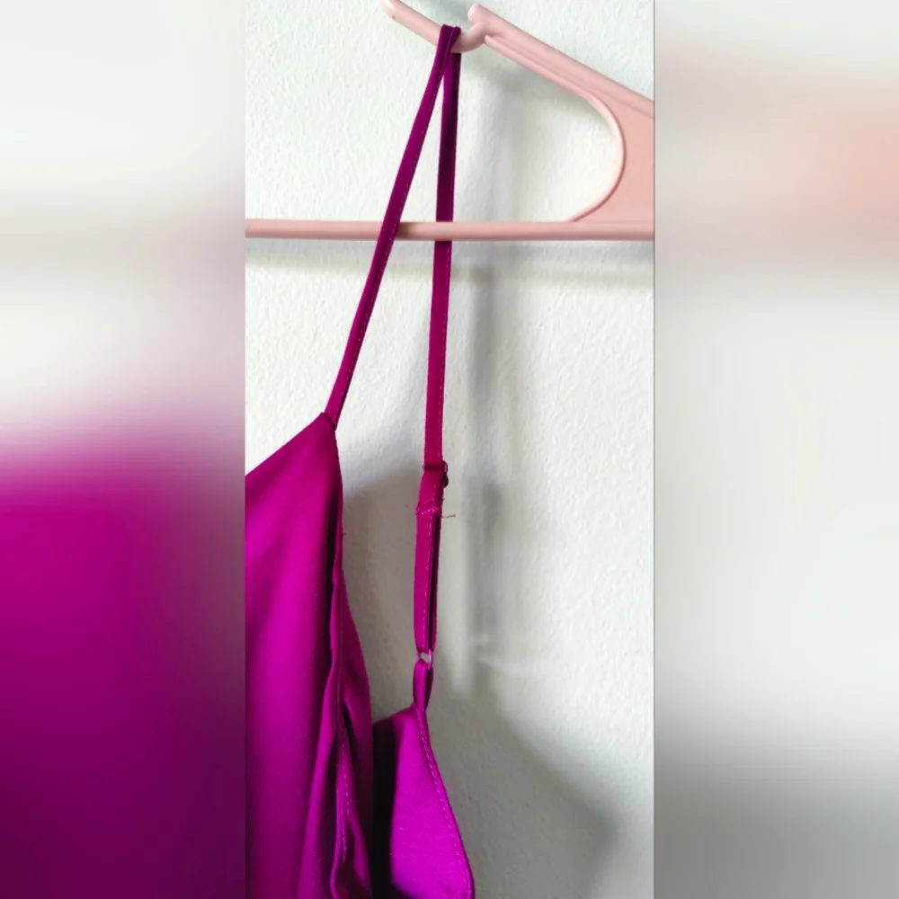 NWT DEX Fuschia  Berry Satin Slip Dress - Picture 8 of 10